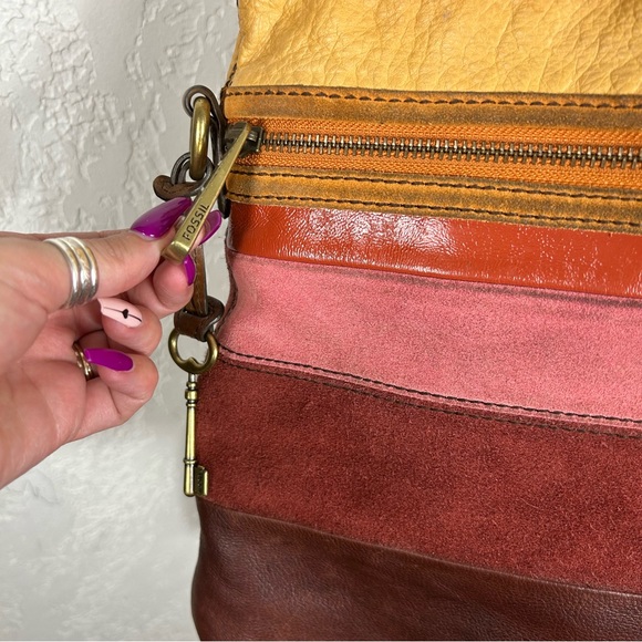 *RARE*Fossil | Vtg Retro Boho Leather Crossbody Bag - Picture 15 of 16